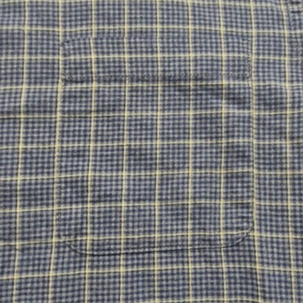 Banana‎ Republic men's blue plaid LS button up Untucked Fit shirt LG Cotton